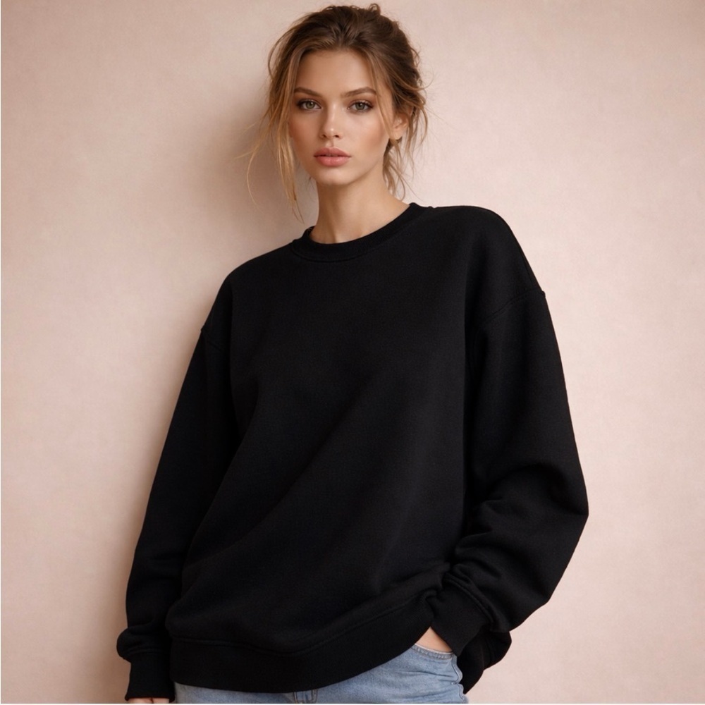 Stars Above Women's Black Crew Neck Sweater Classic Size Large